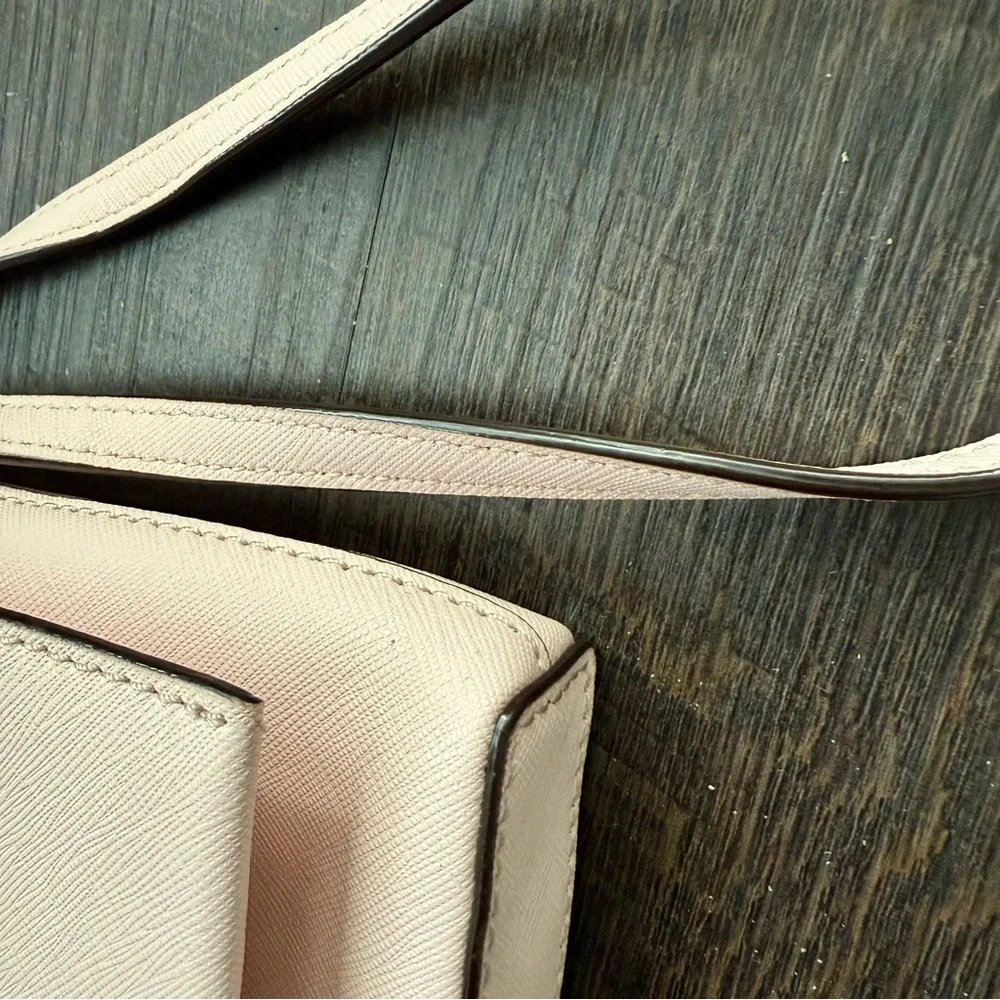 Chic Blush Crossbody Bag with Gold Accent